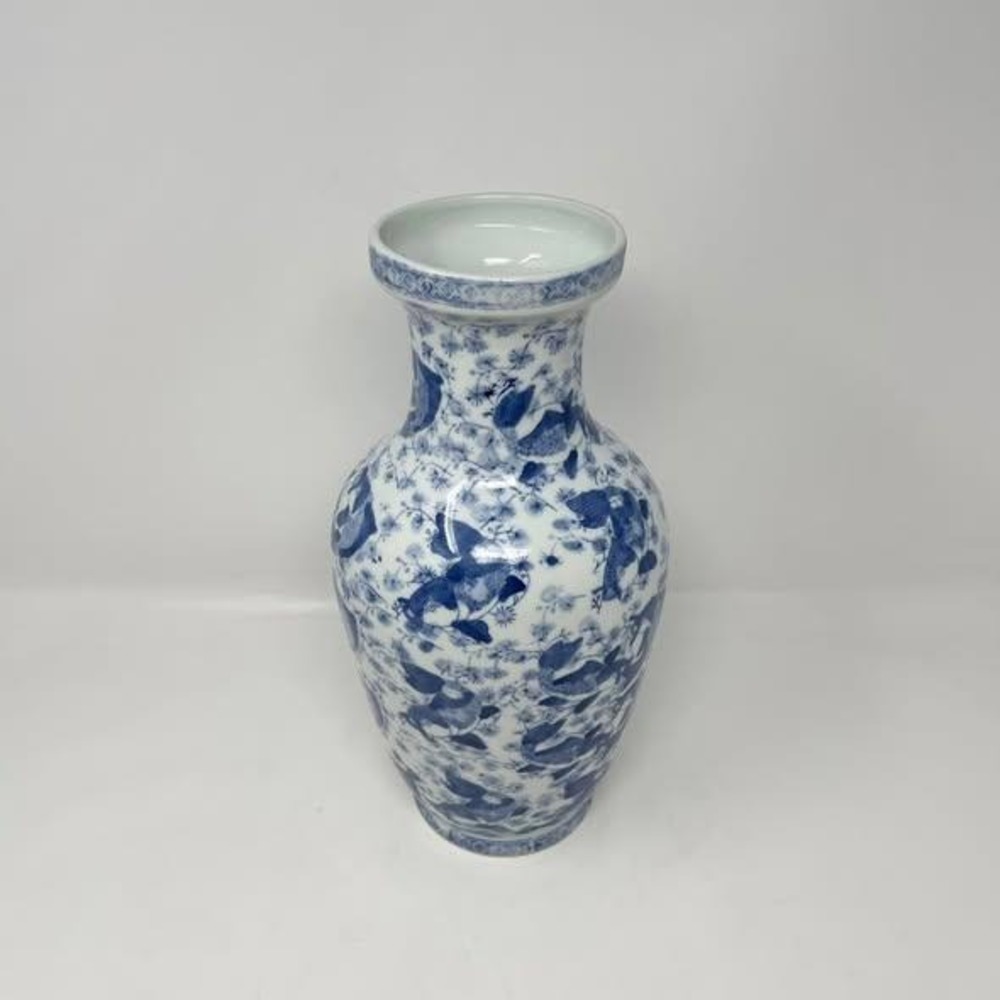 VTG Chinoiserie Porcelain Koi Fish Vase Blue And White 13" Tall China - Picture 2 of 9